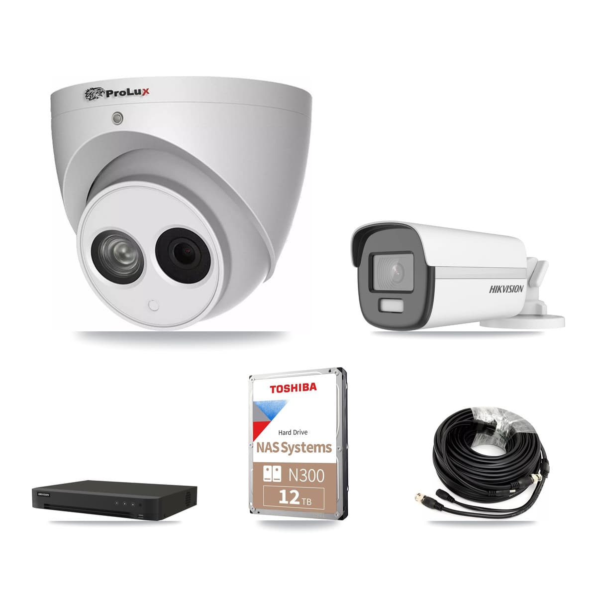 Hikvision & Prolux 8-Channel 4MP – 4K CCTV Kit — 2 4K Bullet + 5 4MP Turret Cameras + 12TB Recording - Image 1
