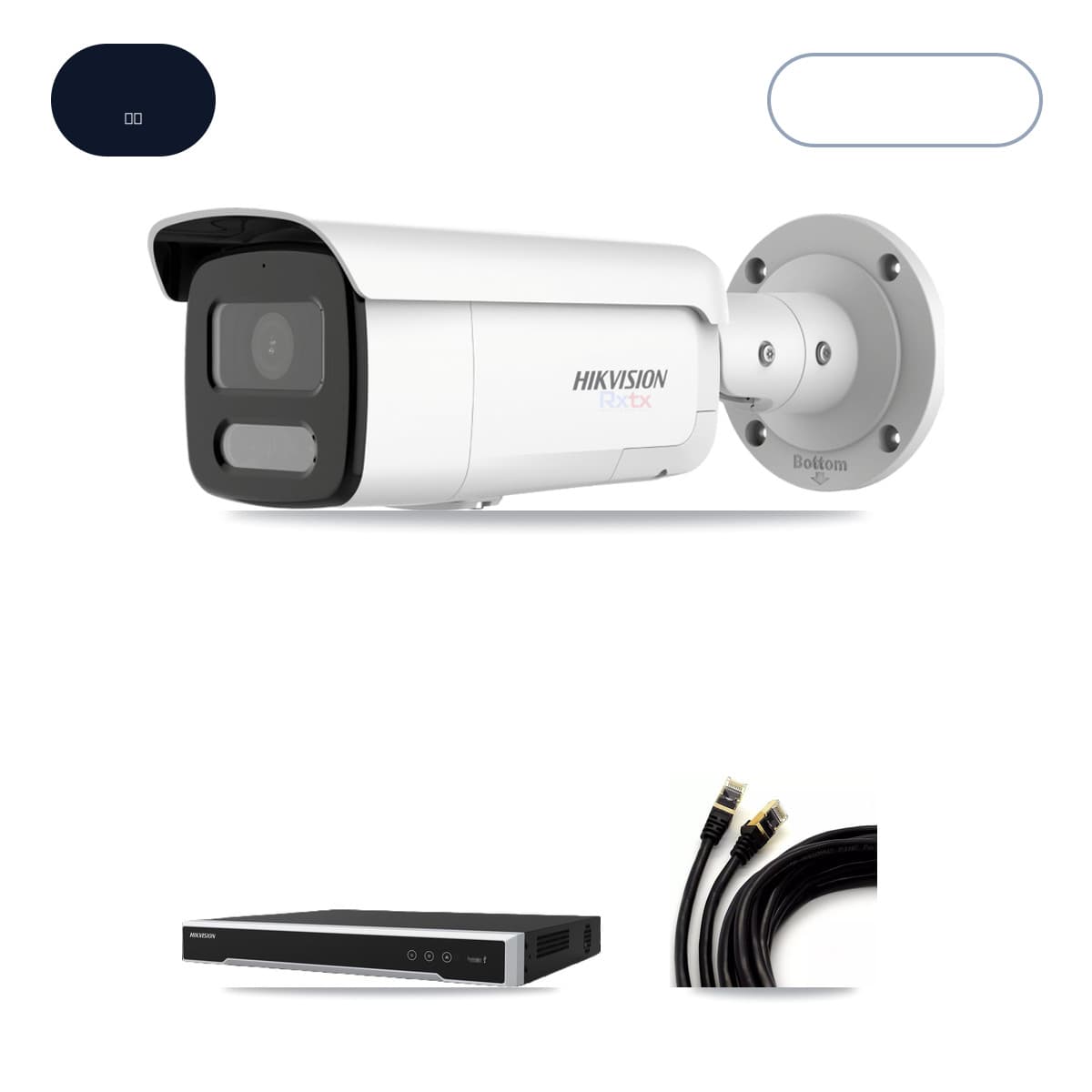 Hikvision 8-Channel 4K CCTV Kit — 4 White Bullet Cameras + 6TB Recording (DS-7608NI-M2 Recorder)
