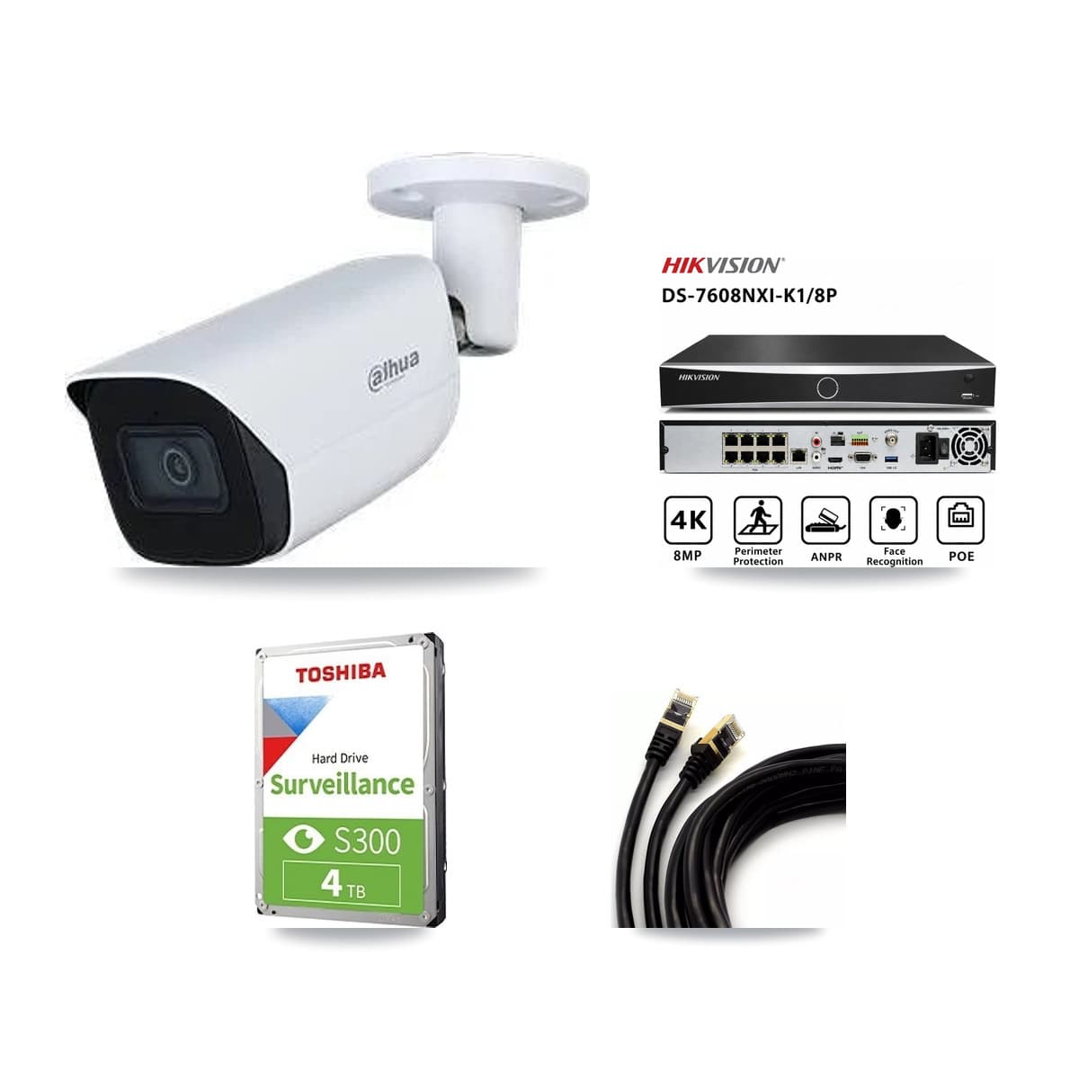 Dahua & Hikvision 8-Channel 5MP CCTV Kit — 3 Bullet Cameras + 4TB Recording (DS-7608NXI Recorder) - Image 1