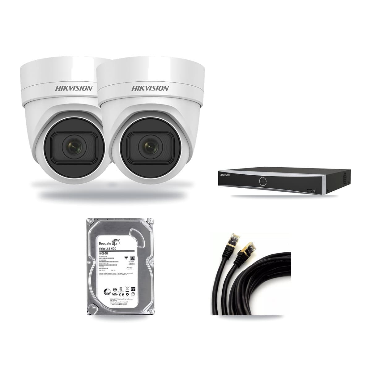 Hikvision 4-Channel 4MP CCTV Kit — 2 DS-2CD2H45FWD Turret Cameras + 1TB Recording - Image 1