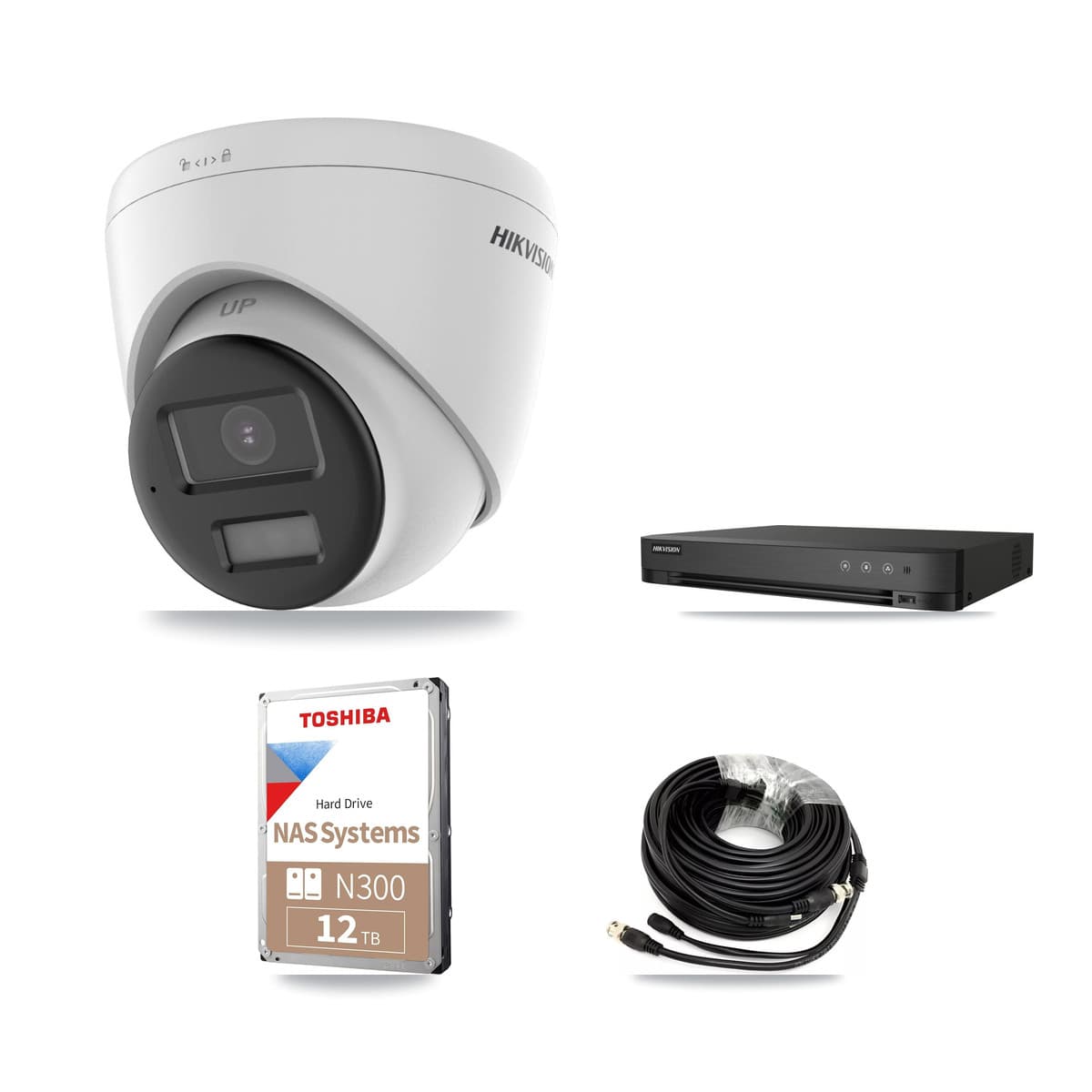 Hikvision 4-Channel 4K CCTV Kit — 4 DS-2CE78U0T Turret Cameras + 12TB Recording
