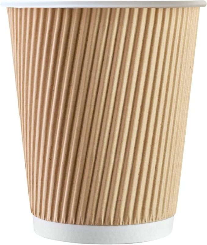 2oz Ripple Kraft Paper Cups – Insulated Beige Triple Wall Coffee Cups – Strong, Eco-Friendly Paper Cups – Recyclable Cups for Hot Drinks, Tea, Coffee and Beverages