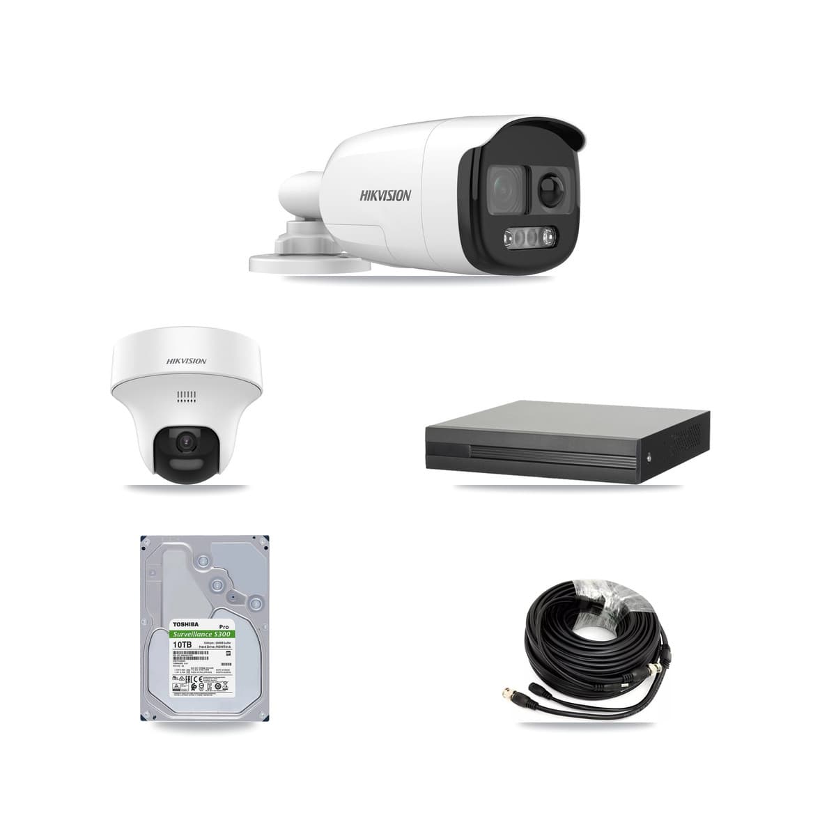 Hikvision 8-Channel 5MP CCTV Kit — 7 DS-2CE12KF3T Bullet + 1 DS-2CE70K0T Turret Cameras + 10TB Recording (XVR-3108HS Recorder)