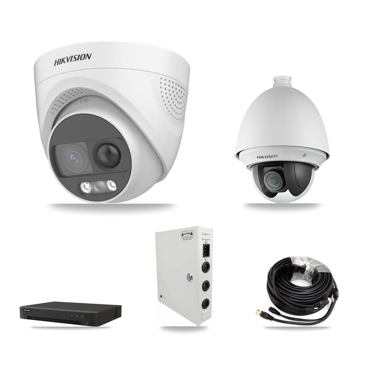 Hikvision 16-Channel 2MP – 5MP CCTV Kit — 1 DS-2AE4225T 2MP PTZ + 6 DS-2CE72KF3T 5MP Turret Cameras + 8TB Recording