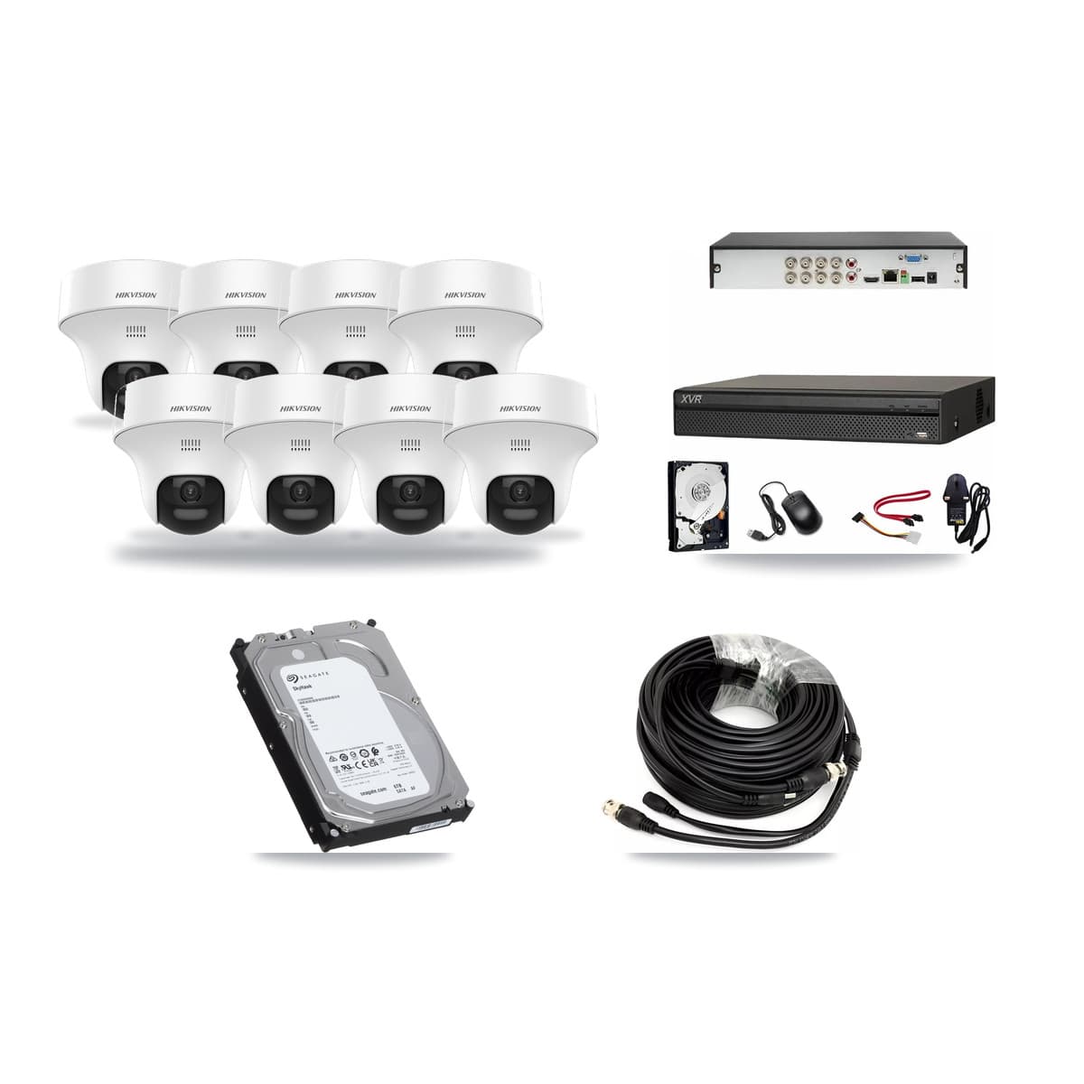 Hikvision & Dahua 8-Channel 5MP CCTV Kit — 8 DS-2CE70K0T Turret Cameras + 6TB Recording (XVR-3108AD Recorder) - Image 1