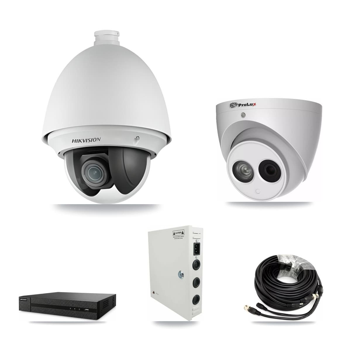 Hikvision & Prolux 8-Channel 2MP – 4MP CCTV Kit — 3 2MP PTZ + 1 4MP Turret Cameras + 3TB Recording (DVR-8CH Recorder)