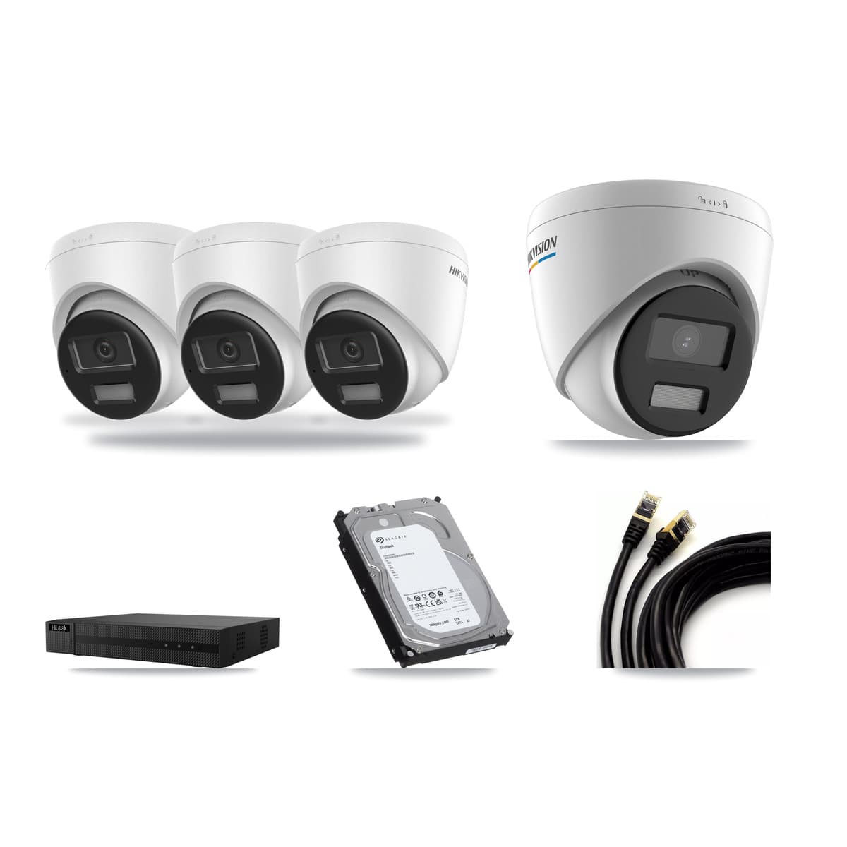Hikvision & HiLook 8-Channel 2MP – 4K CCTV Kit — 1 2MP + 3 4K Turret Cameras + 6TB Recording - Image 1