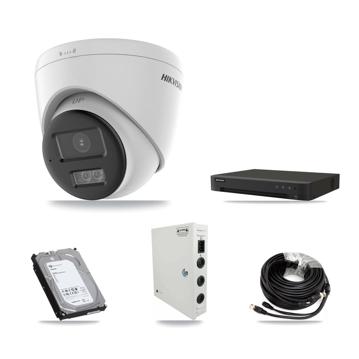 Hikvision 16-Channel 5MP CCTV Kit — 4 DS-2CE78K0T + 8 DS-2CE78K0T Turret Cameras + 6TB Recording (IDS-7216HQHI Recorder)