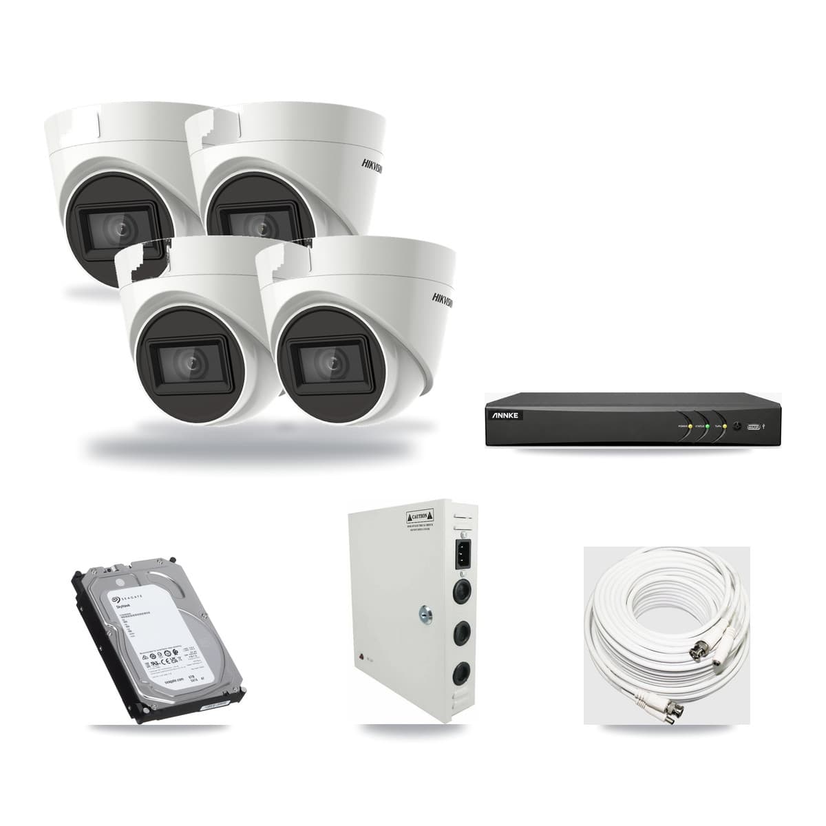 Hikvision & ANNKE 4-Channel 4K CCTV Kit — 4 Turret Cameras + 6TB Recording - Image 1