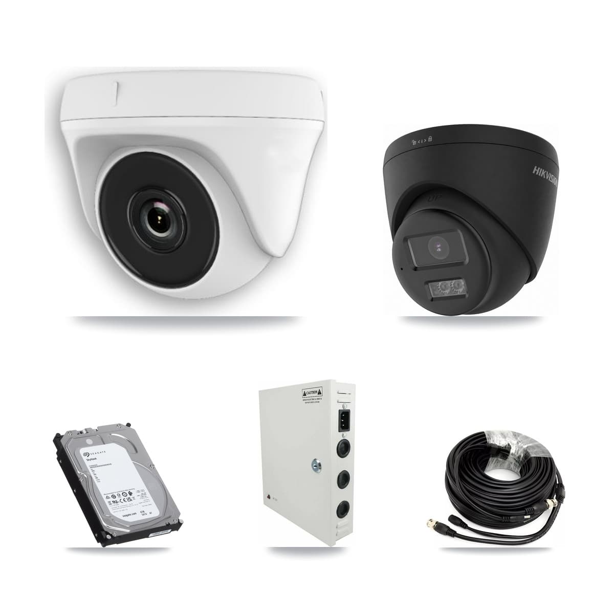 Hikvision 32-Channel 2MP – 4K CCTV Kit — 5 Black 4K Turret + 11 White 2MP Dome Cameras + 3× 6TB Recording