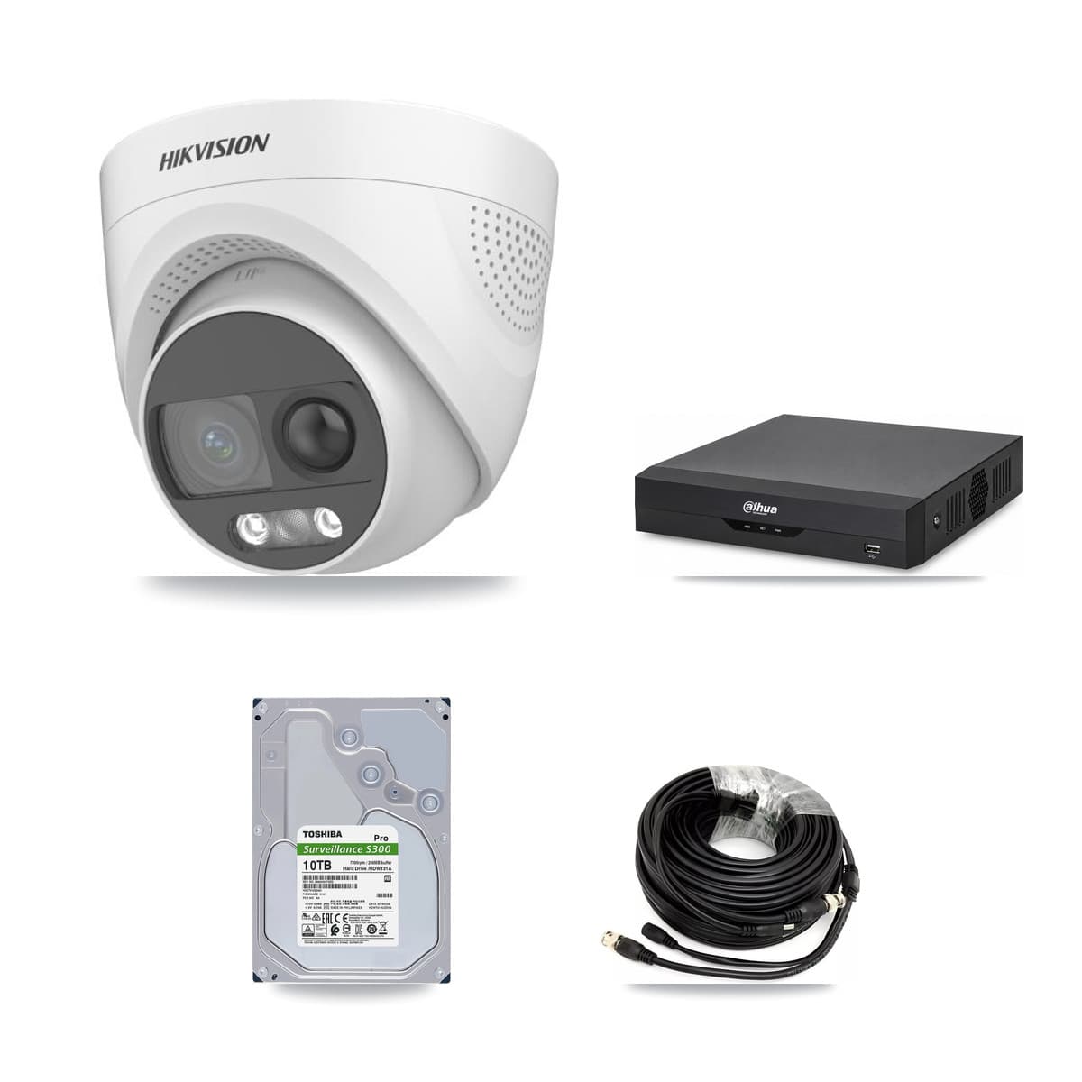 Hikvision & Dahua 4-Channel 5MP CCTV Kit — 4 DS-2CE72KF3T Turret Cameras + 10TB Recording - Image 1