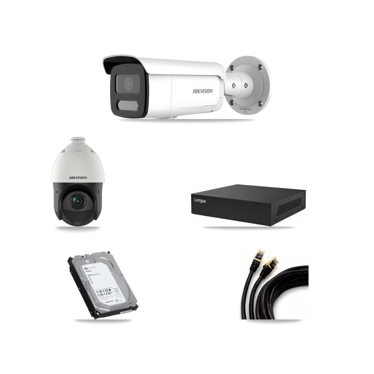 Hikvision & Longse 8-Channel 4MP CCTV Kit — 4 Bullet + 1 PTZ Cameras + 6TB Recording - Image 1