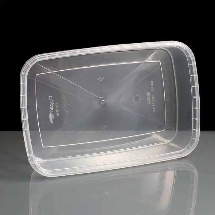 Reusable Food Containers with Lids, 800ml Rectangular Microwave & Freezer Safe, Toppac Takeaway Storage Boxes (Clear)