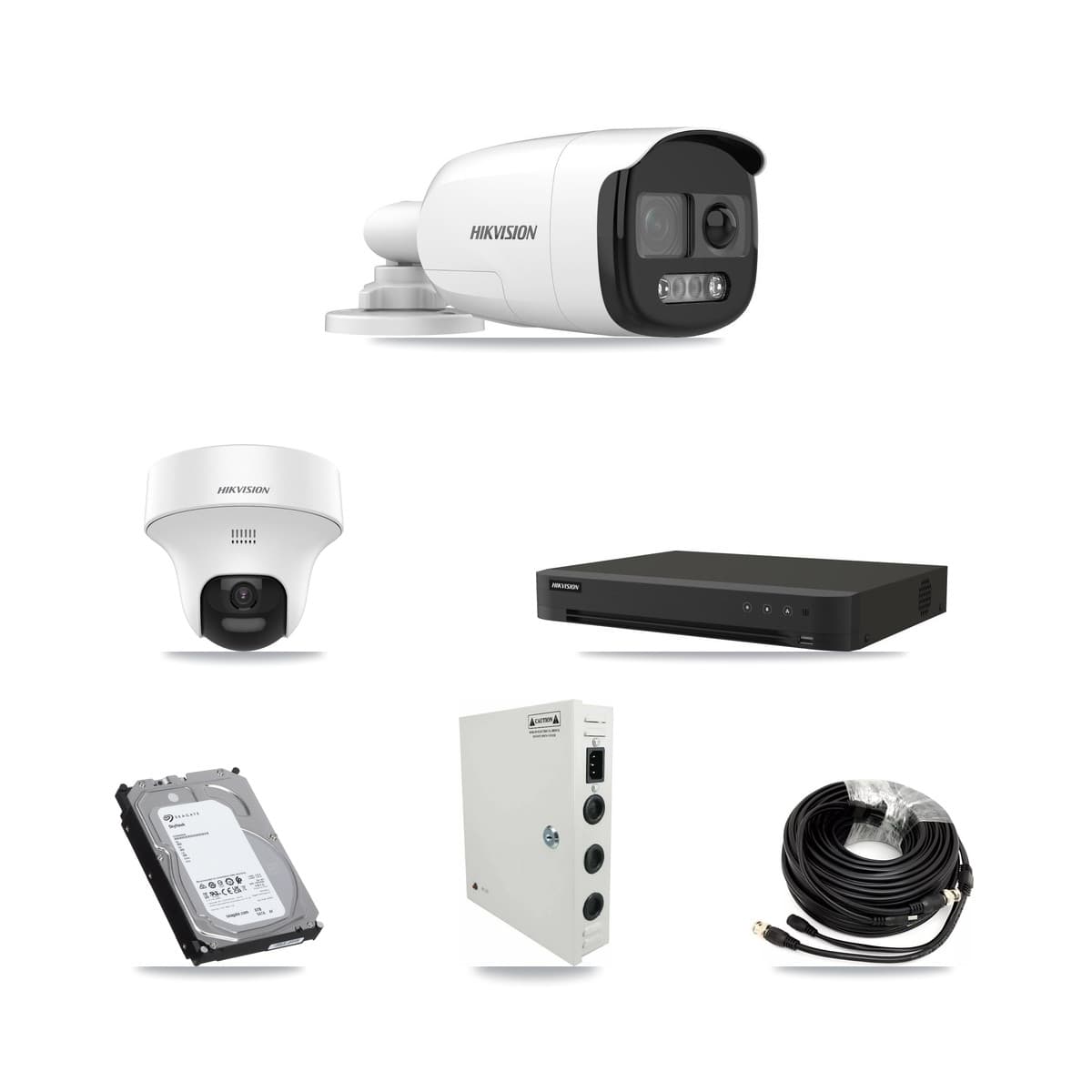 Hikvision 16-Channel 5MP CCTV Kit — 8 DS-2CE12KF3T Bullet + 4 DS-2CE70K0T Turret Cameras + 6TB Recording (IDS-7216HQHI Recorder)