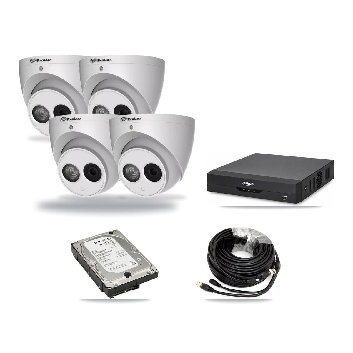 Prolux & Dahua 4-Channel 4MP CCTV Kit — 4 Turret Cameras + 5TB Recording - Image 1