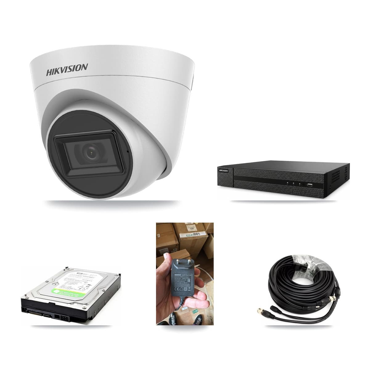 Hikvision 8-Channel 5MP CCTV Kit — 1 White Turret Camera + 1TB Recording (DVR-8CH Recorder)