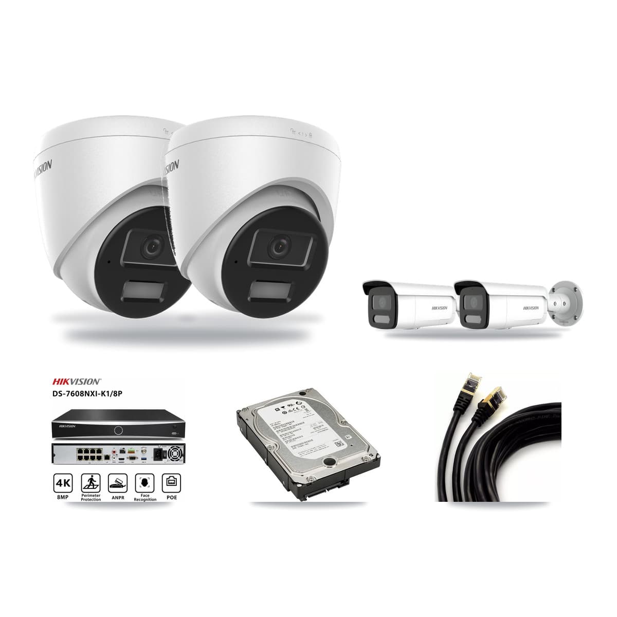Hikvision 8-Channel 4MP CCTV Kit — 2 Turret + 2 Bullet Cameras + 5TB Recording - Image 1