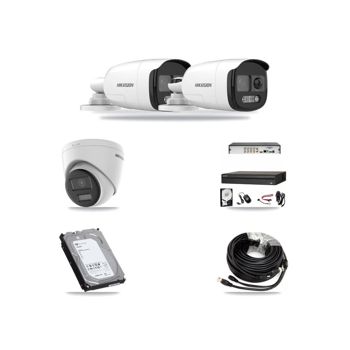 Hikvision & Dahua 8-Channel 5MP – 4K CCTV Kit — 2 DS-2CE12KF3T 5MP Bullet + 1 DS-2CE78U0T 4K Turret Cameras + 6TB Recording - Image 1