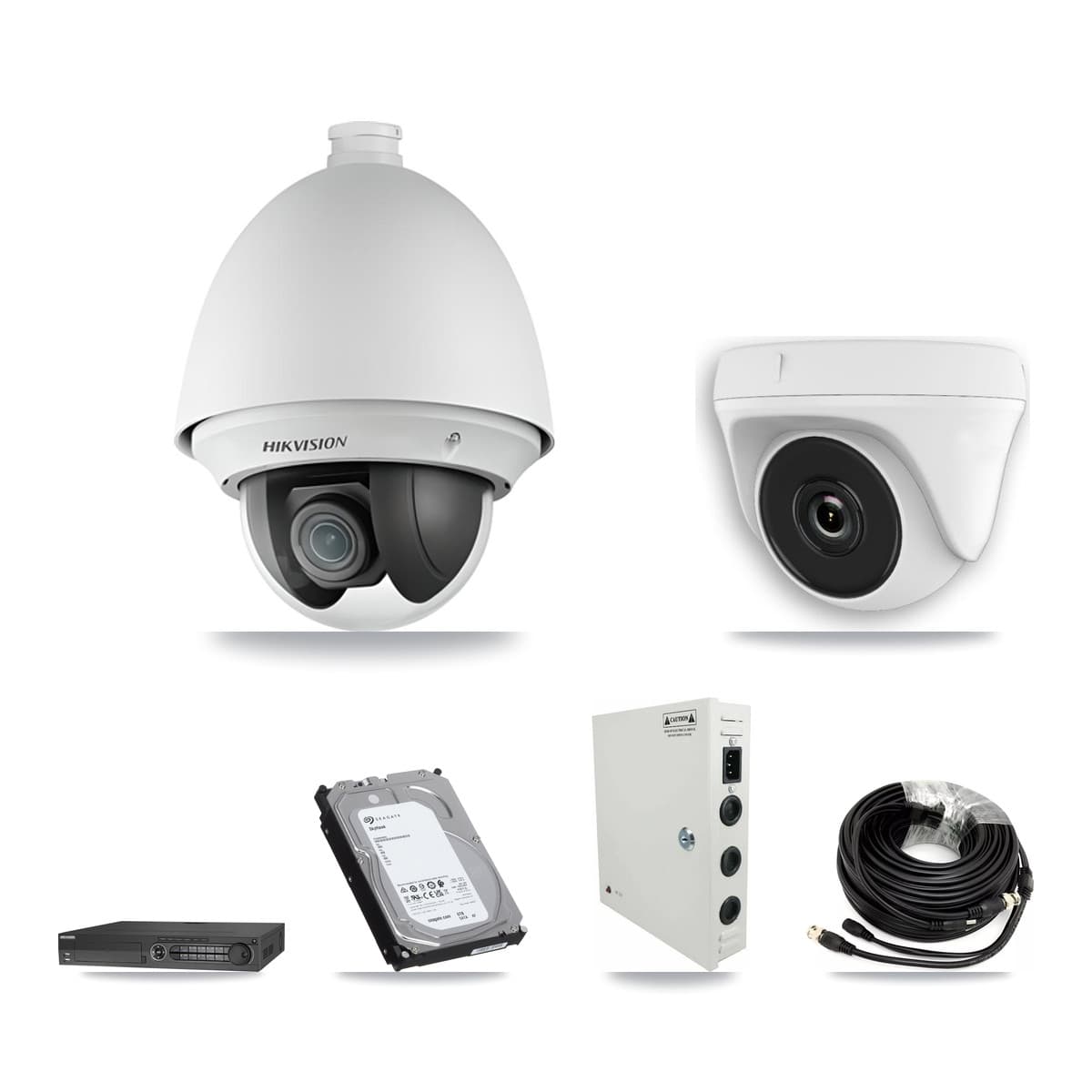 Hikvision 32-Channel 2MP CCTV Kit — 24 DS-2AE4225T PTZ + 1 White HDT-2MP-N20W Dome Cameras + 3× 6TB Recording