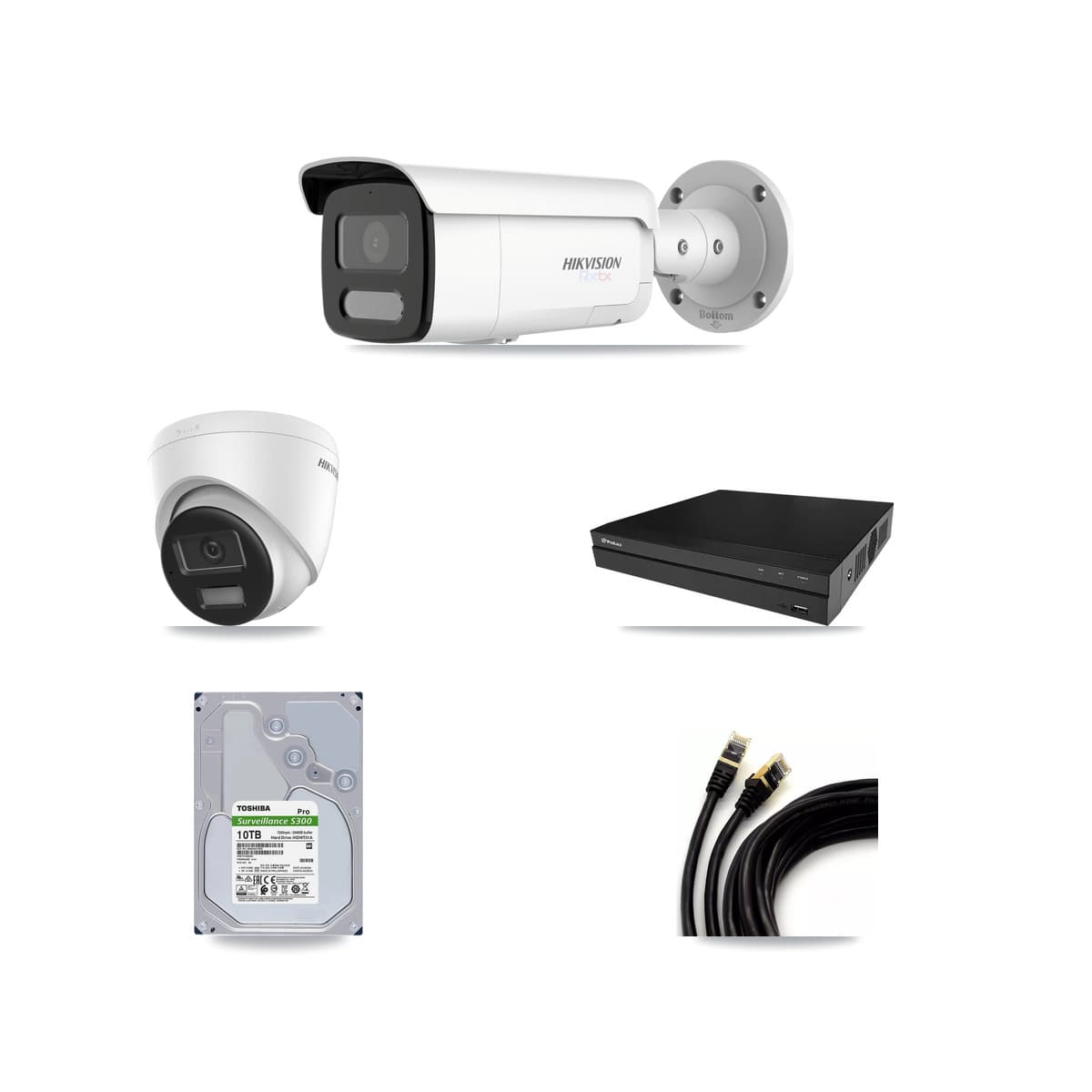 Hikvision & Prolux 8-Channel 4K CCTV Kit — 1 Turret + 5 Bullet Cameras + 10TB Recording