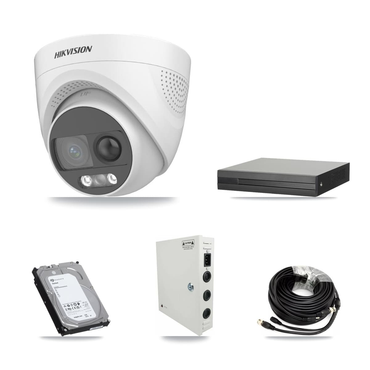 Hikvision 16-Channel 5MP CCTV Kit — 12 DS-2CE72KF3T Turret Cameras + 6TB Recording (XVR-3116HS Recorder)
