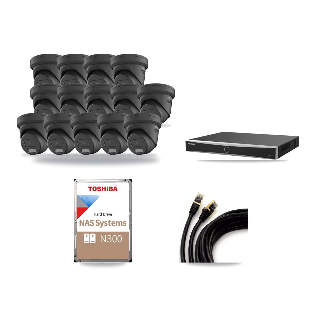 Hikvision 16-Channel 4MP CCTV Kit — 14 Black Turret Cameras + 18TB Recording - Image 1