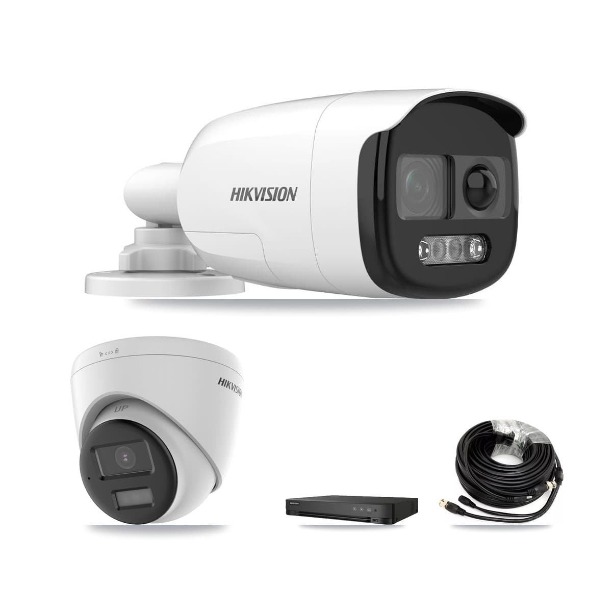 Hikvision 8-Channel 5MP CCTV Kit — 5 DS-2CE12KF3T Bullet + 1 DS-2CE78K0T Turret Cameras + 8TB Recording (IDS-7208HQHI Recorder)