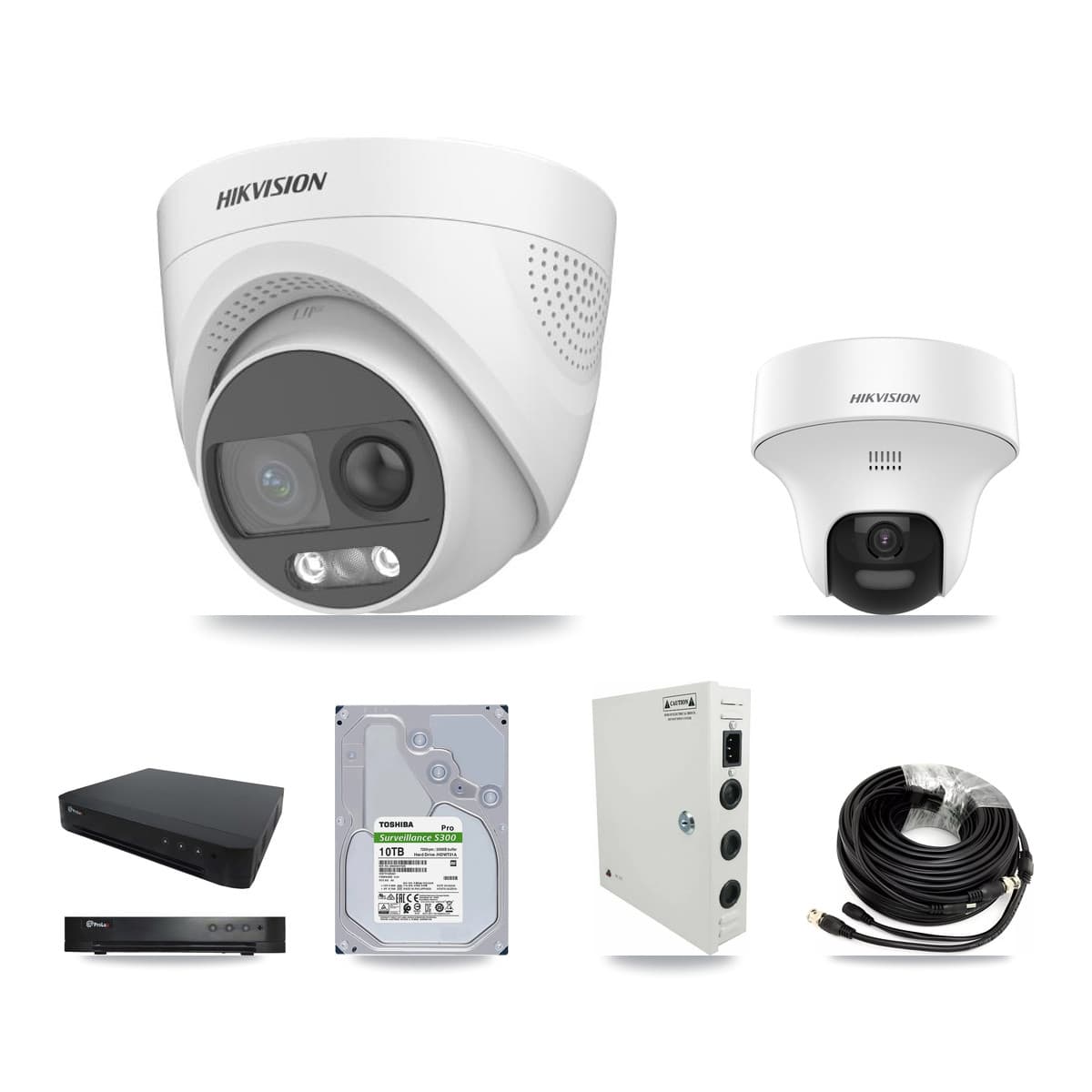 Hikvision & Prolux 16-Channel 5MP CCTV Kit — 4 DS-2CE70K0T + 8 DS-2CE72KF3T Turret Cameras + 10TB Recording