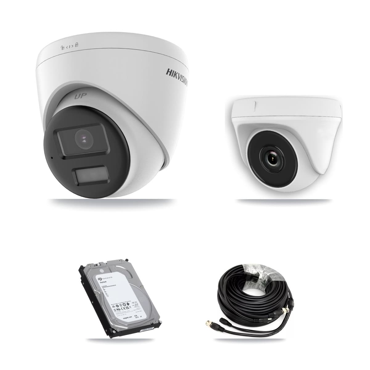 Hikvision & Prolux 8-Channel 2MP – 4K CCTV Kit — 2 4K Turret + 2 White 2MP Dome Cameras + 6TB Recording (PXD-5208AN Recorder)