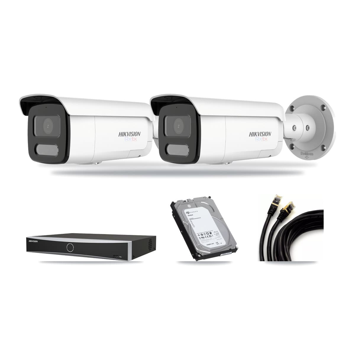 Hikvision 4-channel CCTV kit: 2 cameras (2× 4K Bullet), 6TB hard drive