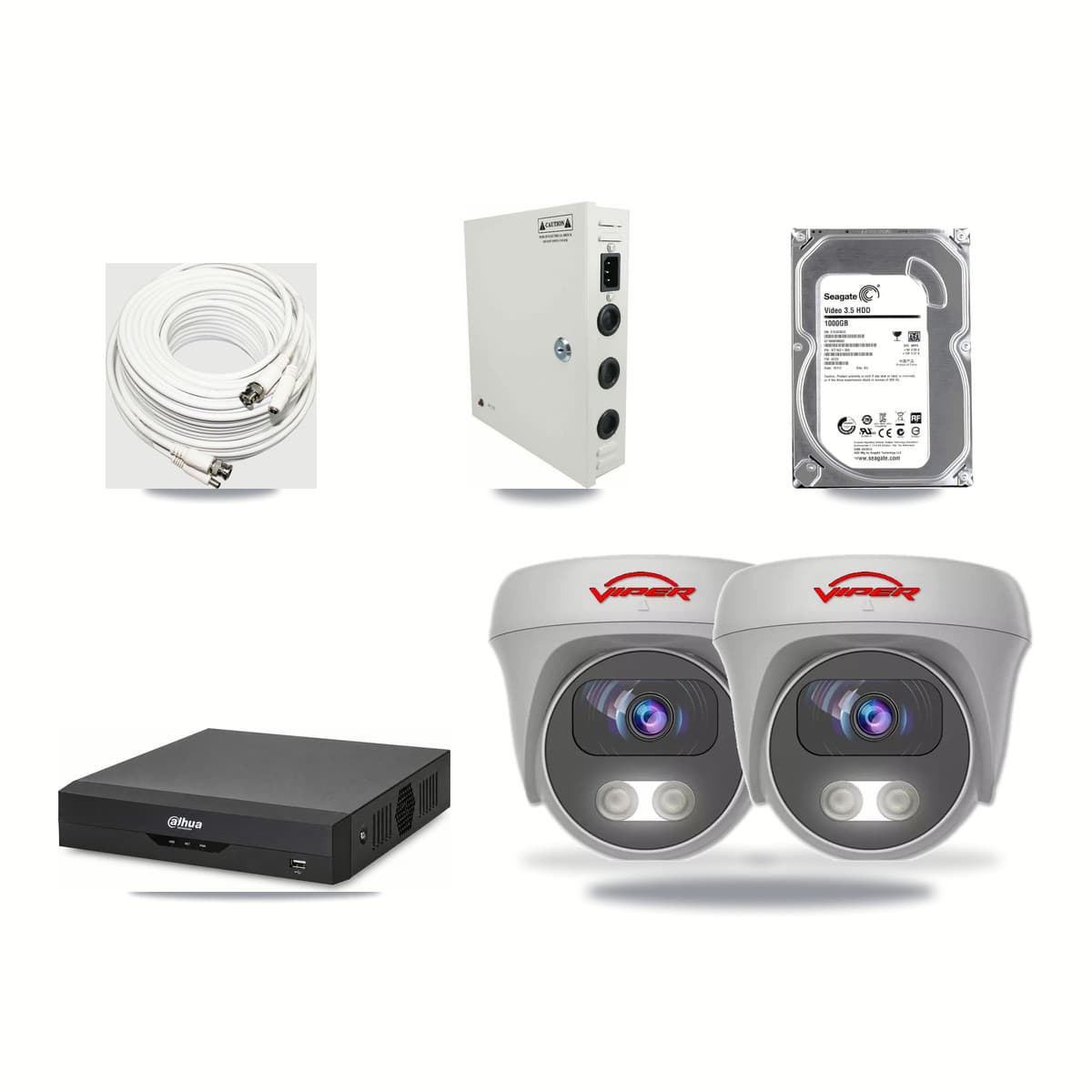 Dahua 4-channel CCTV kit: 2 cameras (2× 5MP Camera), 1TB hard drive