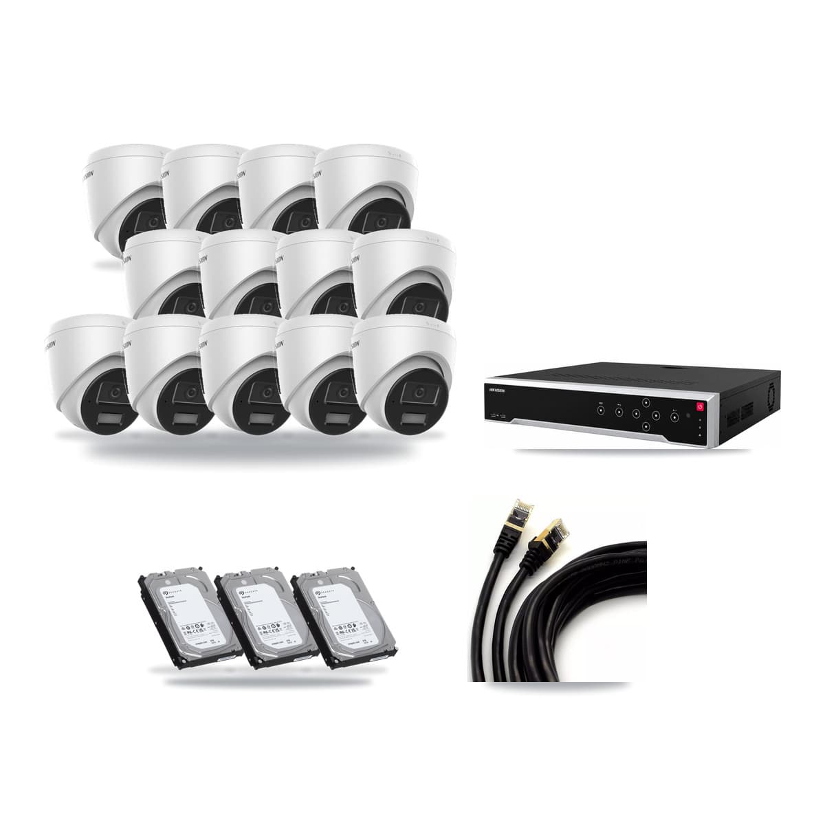 Hikvision 32-Channel 4MP CCTV Kit — 13 DS-2CD1343G2 Turret Cameras + 3× 6TB Recording - Image 1