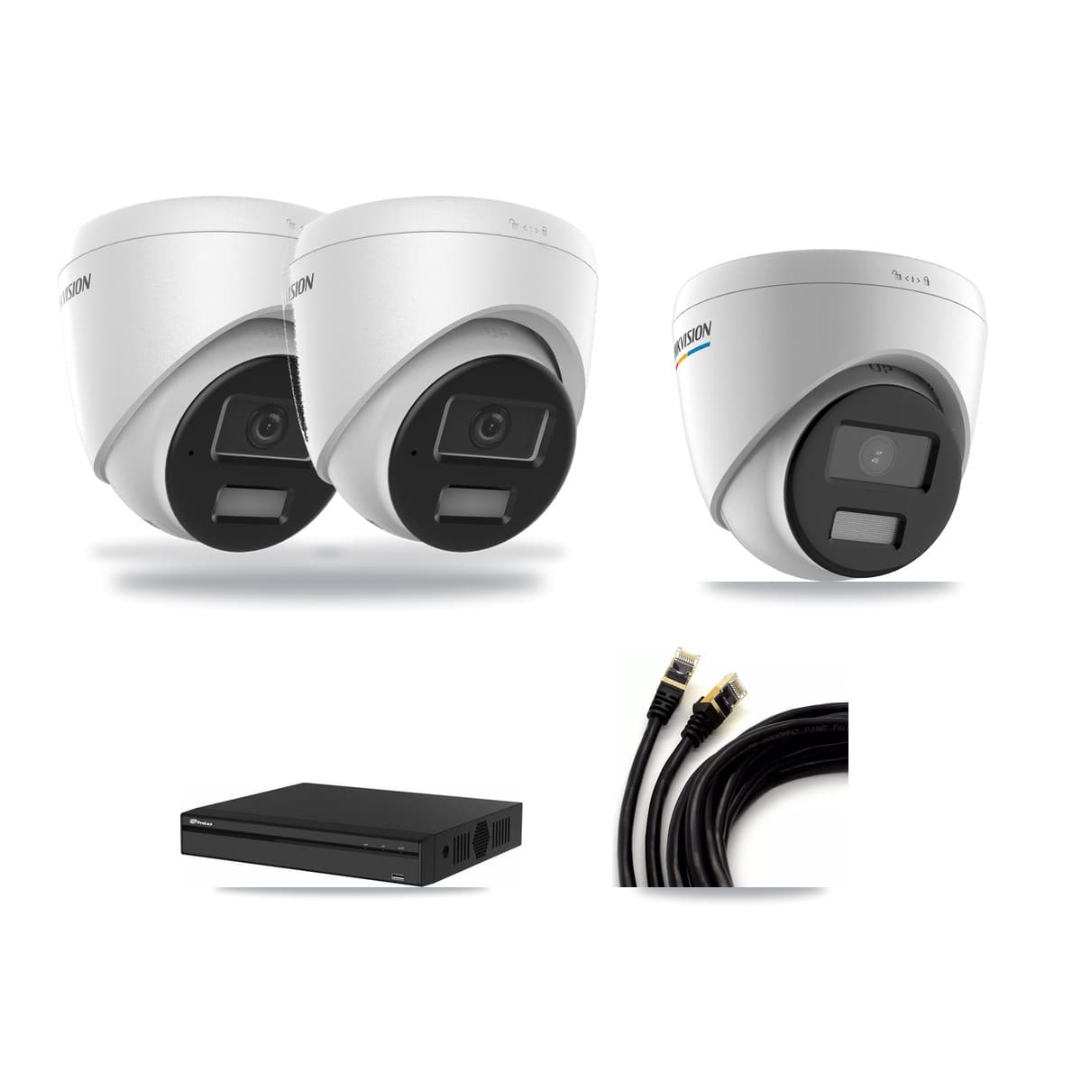 Hikvision & Prolux 4-Channel 2MP – 4MP CCTV Kit — 1 2MP + 2 4MP Turret Cameras + 3TB Recording - Image 1