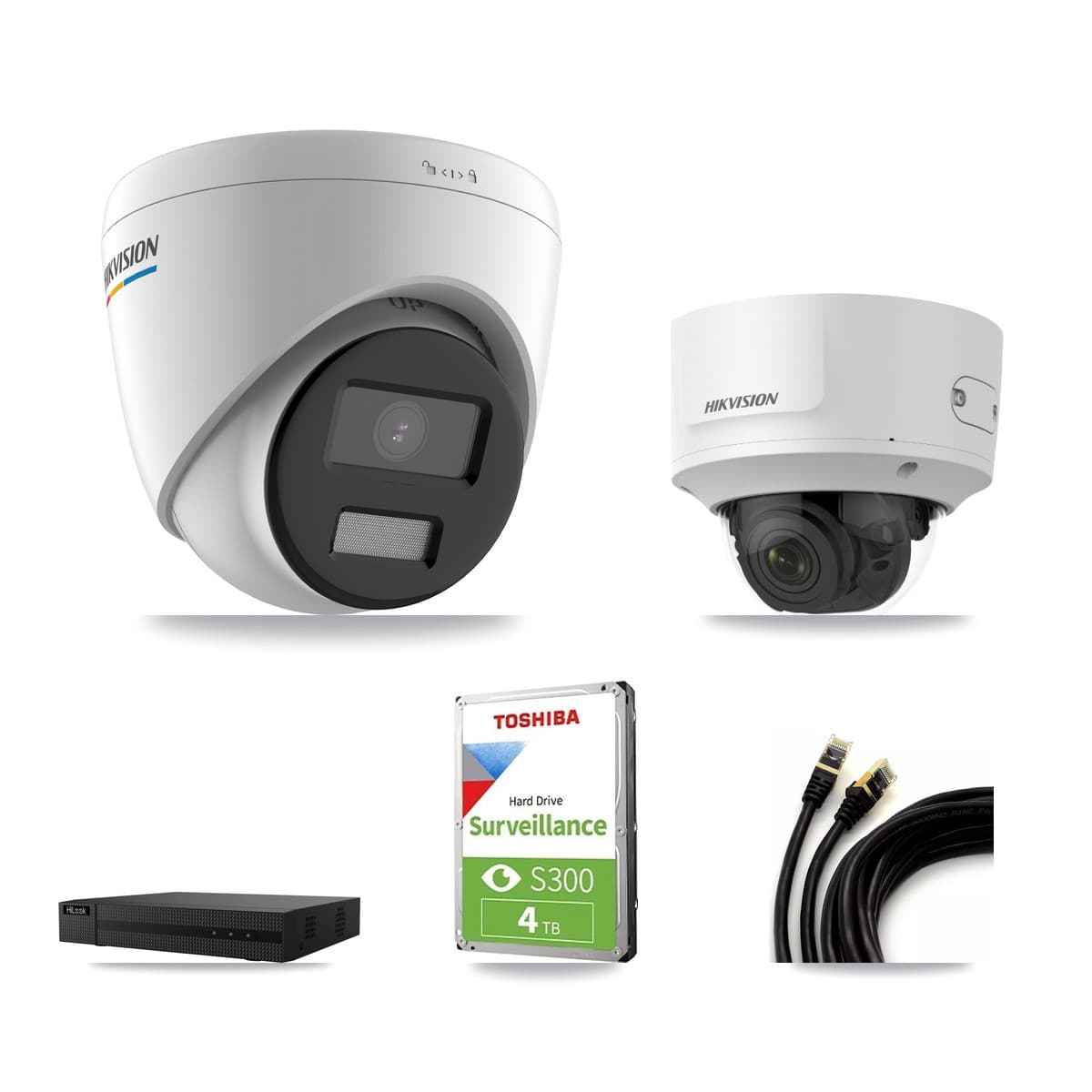 Hikvision & HiLook 8-Channel 2MP CCTV Kit — 5 Turret + 1 Dome Cameras + 4TB Recording (NVR-108MH-D Recorder)