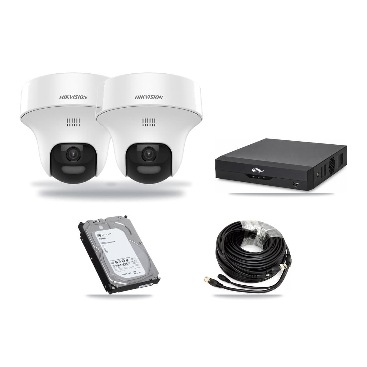 Hikvision & Dahua 4-Channel 5MP CCTV Kit — 2 DS-2CE70K0T Turret Cameras + 6TB Recording - Image 1