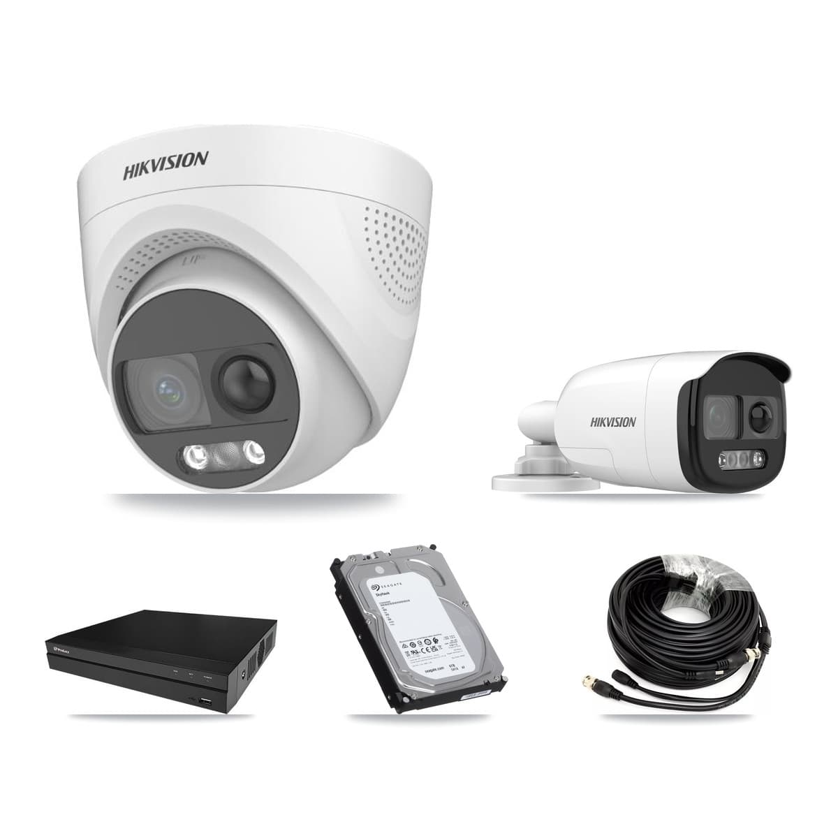 Hikvision & Prolux 8-Channel 5MP CCTV Kit — 2 DS-2CE12KF3T Bullet + 6 DS-2CE72KF3T Turret Cameras + 2× 6TB Recording