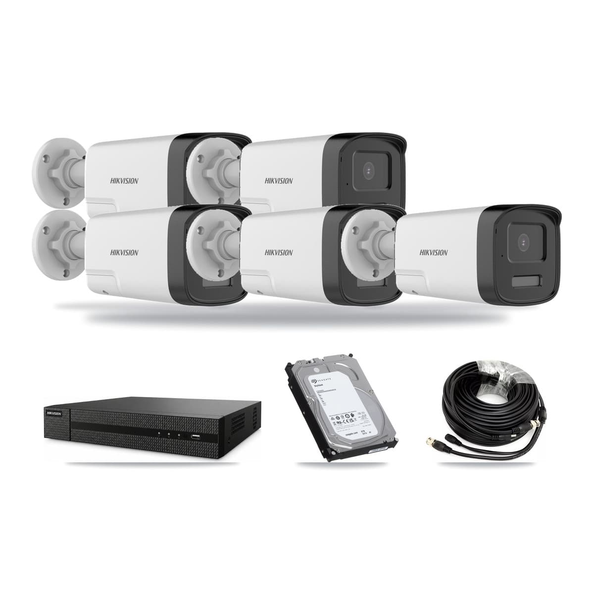 Hikvision 8-Channel 5MP CCTV Kit — 5 DS-2CE17K0T Bullet Cameras + 6TB Recording (DVR-8CH Recorder) - Image 1