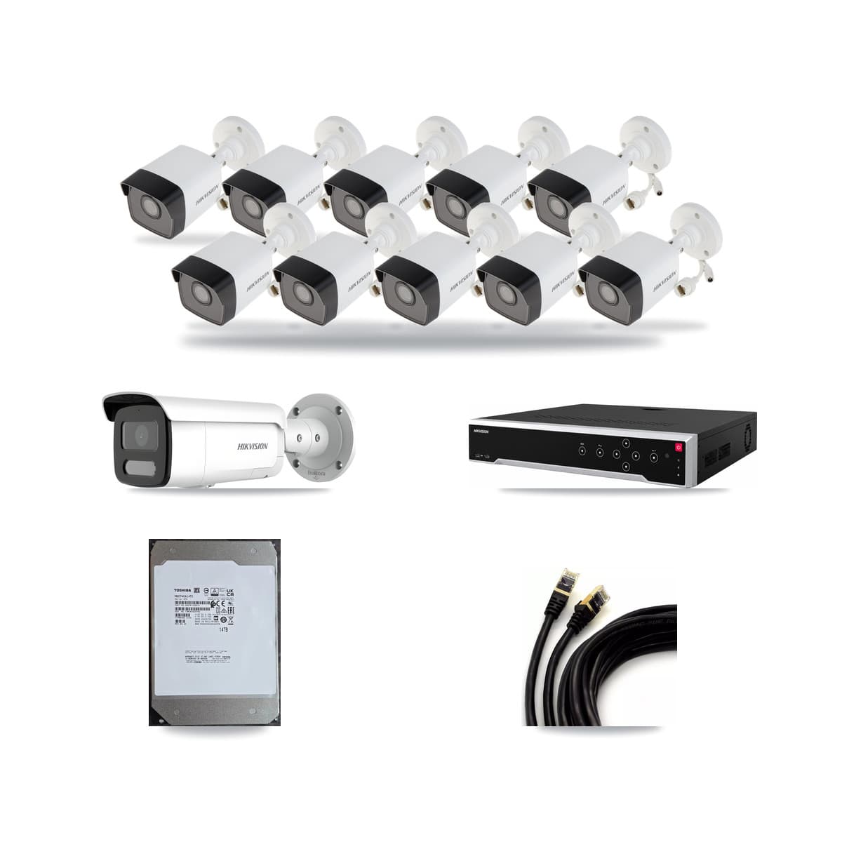 Hikvision 32-Channel 4MP – 5MP CCTV Kit — 10 5MP + 1 4MP Bullet Cameras + 14TB Recording - Image 1