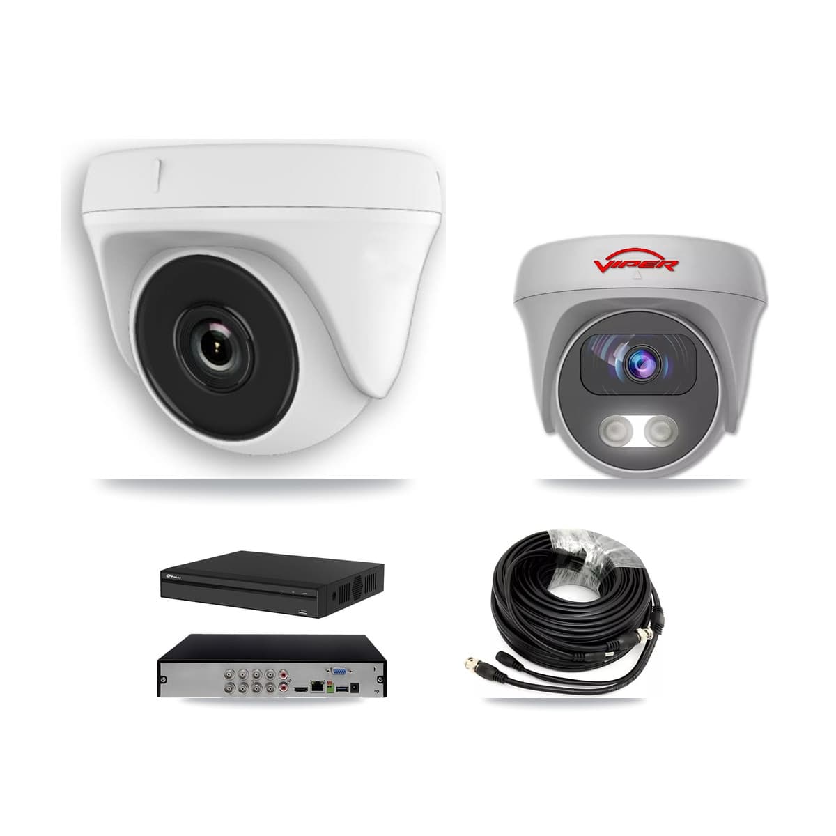 Viper & Prolux 8-Channel 2MP – 5MP CCTV Kit — 3 White 2MP Dome + 1 White 5MP Cameras + 3TB Recording (PXD-5108HS Recorder)