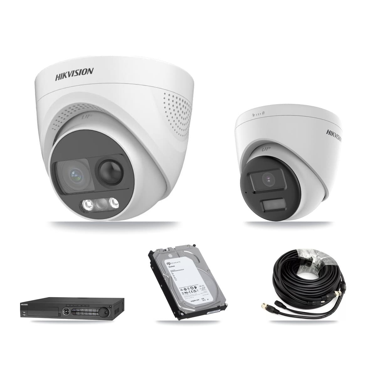 Hikvision 32-Channel 5MP CCTV Kit — 4 DS-2CE72KF3T + 1 DS-2CE78K0T Turret Cameras + 6TB Recording (DS-7332HQHI Recorder) - Image 1