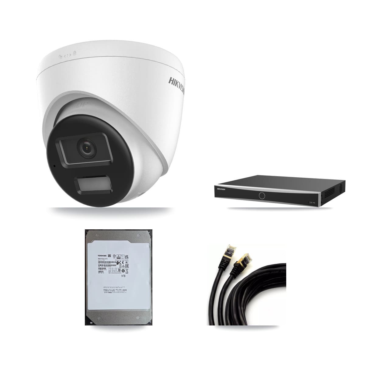 Hikvision 16-Channel 4K CCTV Kit — 16 DS-2CD1383G2-LIUF/SL Turret Cameras + 14TB Recording (DS-7616NXI-K2/16P(E) Recorder)
