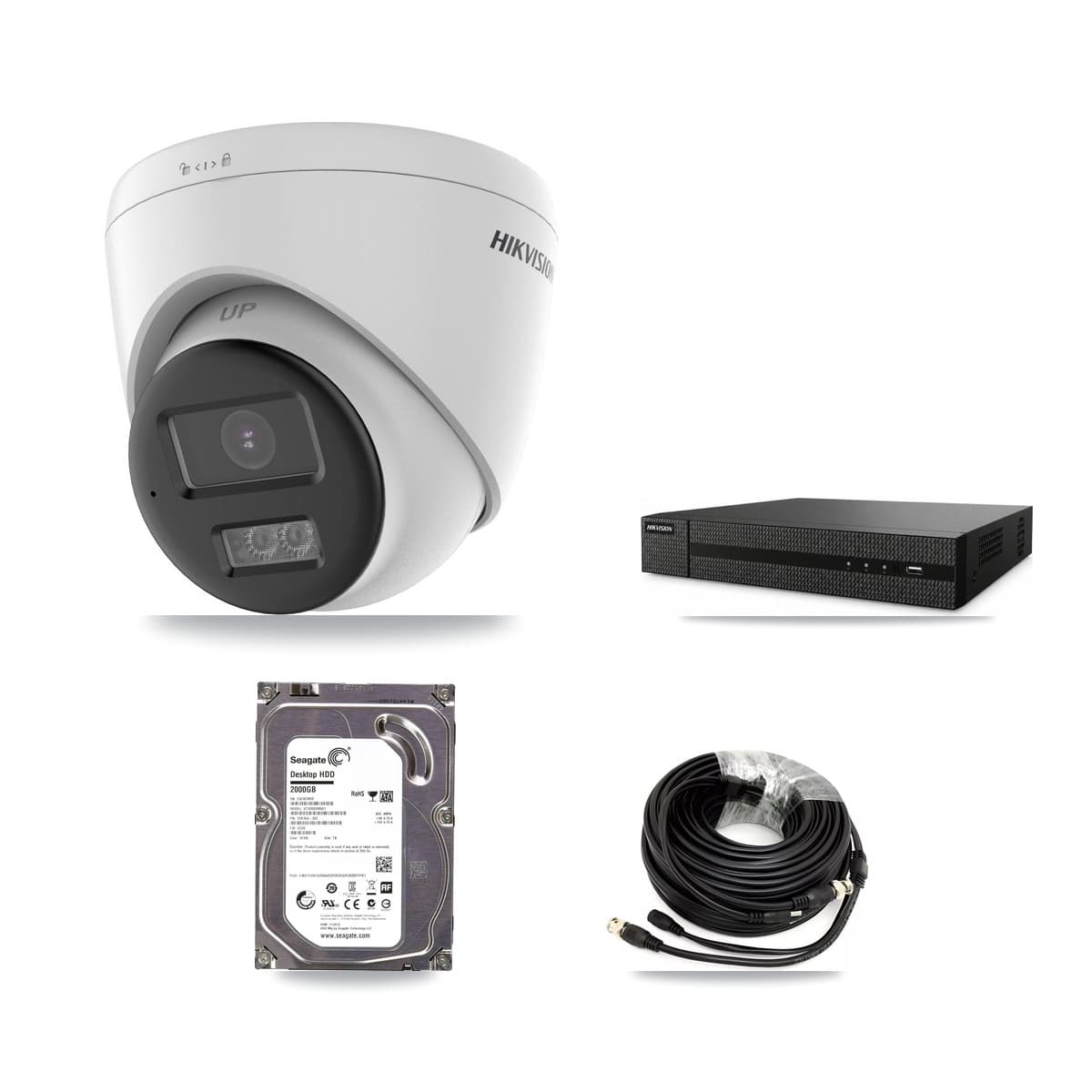 Hikvision 8-Channel 5MP CCTV Kit — 4 DS-2CE78K0T-LTS Turret Cameras + 2TB Recording (DVR-8CH-HYL8MP Recorder) - Image 1