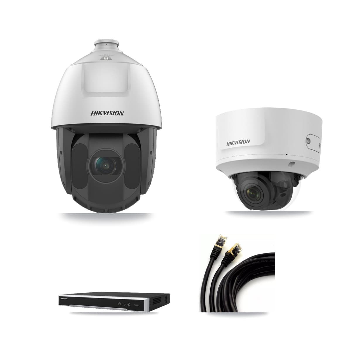 Hikvision 8-Channel 2MP CCTV Kit — 1 Dome + 3 PTZ Cameras + 3TB Recording (DS-7608NI-M2 Recorder) - Image 1