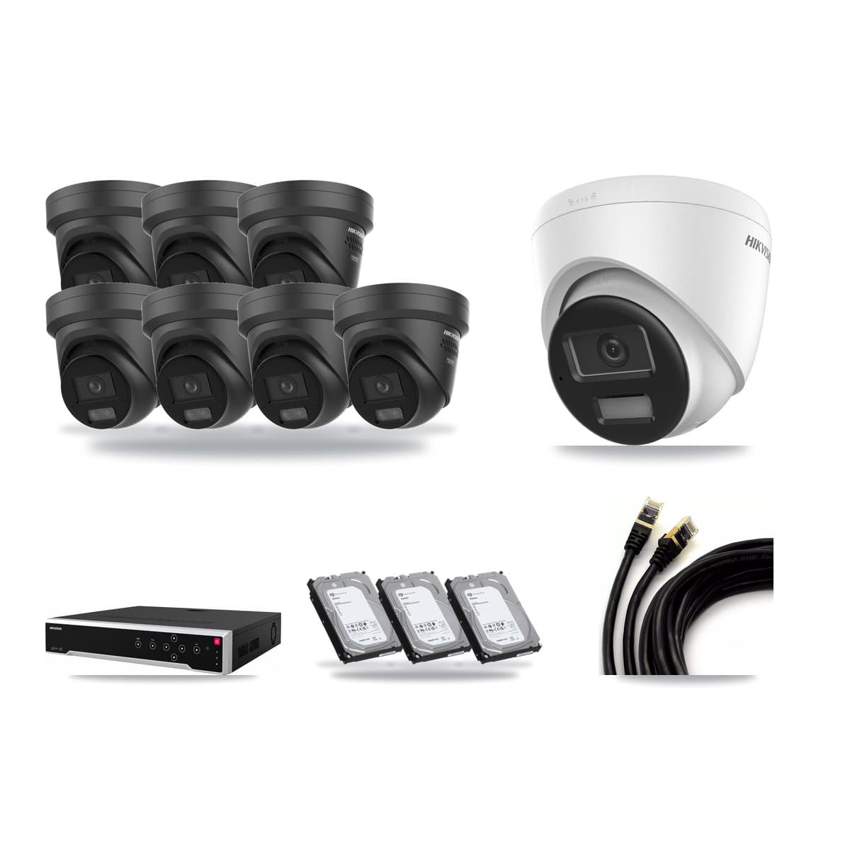 Hikvision 32-Channel 4K CCTV Kit — 1 DS-2CD1383G2 + 7 DS-2CD2387G3 Turret Cameras + 3× 6TB Recording - Image 1