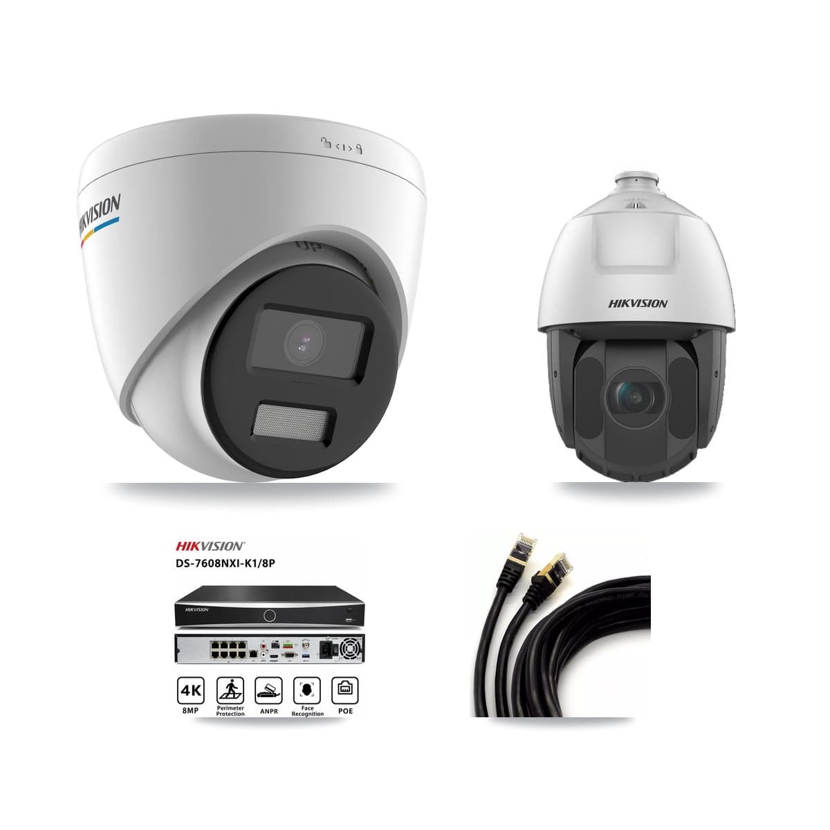 Hikvision 8-Channel 2MP CCTV Kit — 4 Turret + 1 PTZ Cameras + 3TB Recording