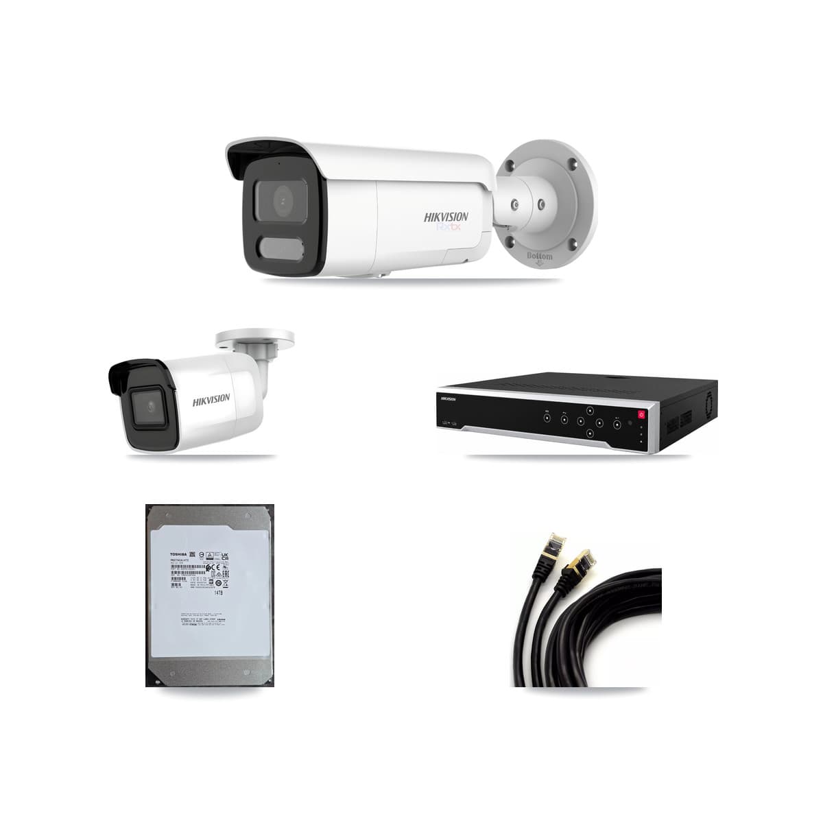 Hikvision 32-Channel 4K CCTV Kit — 1 DS-2CD2085G1 + 12 DS-2CD2T87G2H Bullet Cameras + 2× 14TB Recording