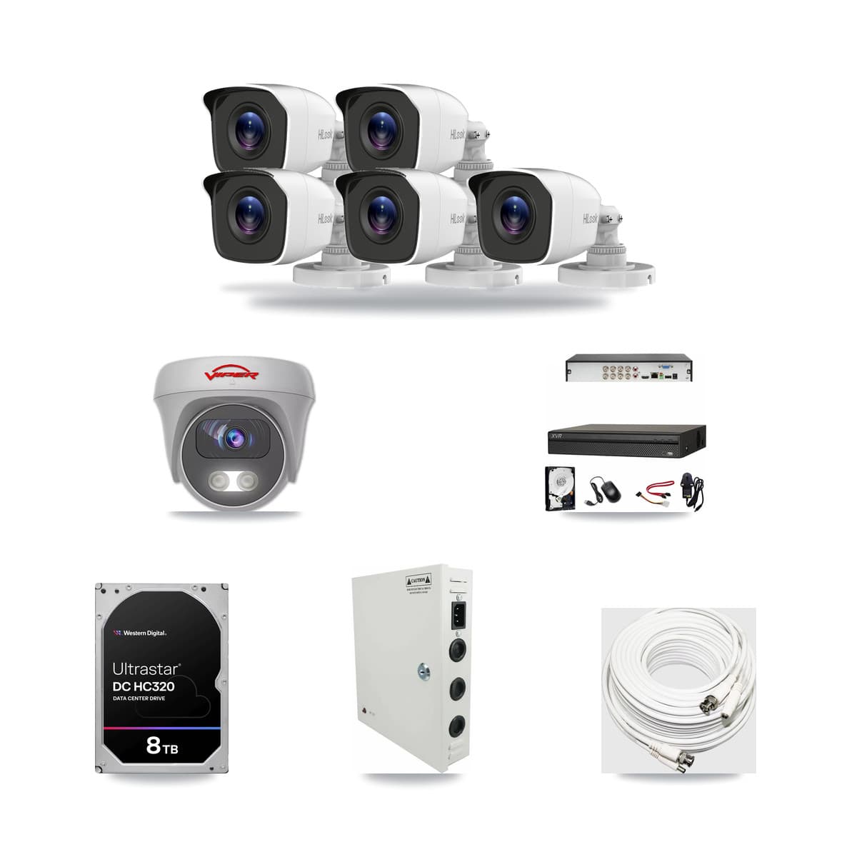 8-Channel 4MP – 5MP CCTV Kit — 5 HiLook 4MP Bullet + 1 Viper 5MP Cameras + 8TB Recording - Image 1
