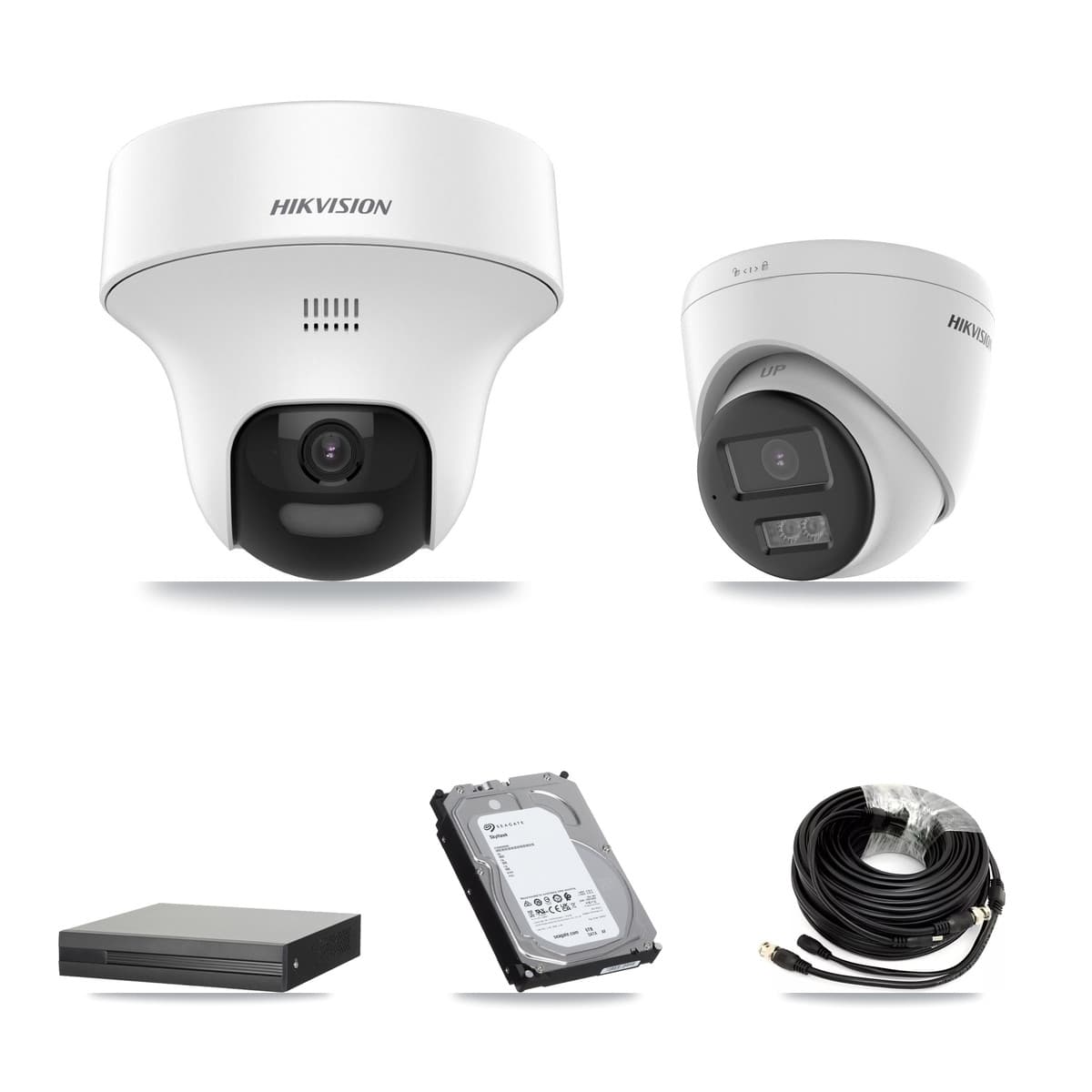 Hikvision 4-Channel 5MP CCTV Kit — 3 DS-2CE70K0T-PTLTS + 1 DS-2CE78K0T-LTS Turret Cameras + 6TB Recording (XVR-3104HS-5MP-LITE Recorder)