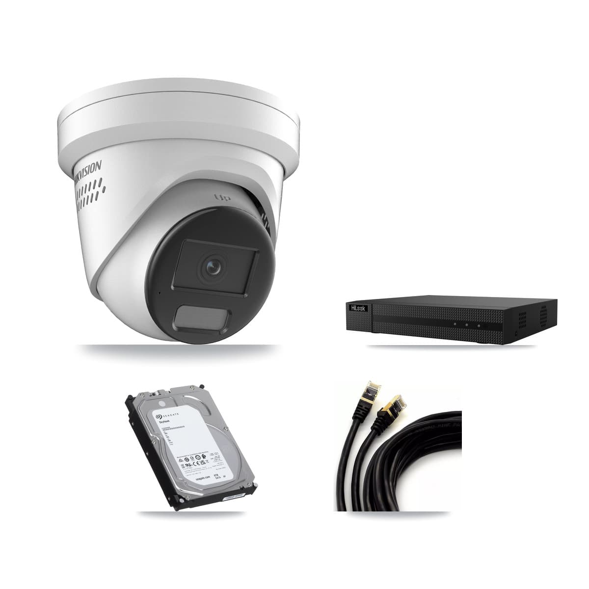 Hikvision & HiLook 8-Channel 4K CCTV Kit — 4 DS-2CD2387G2H Turret Cameras + 6TB Recording
