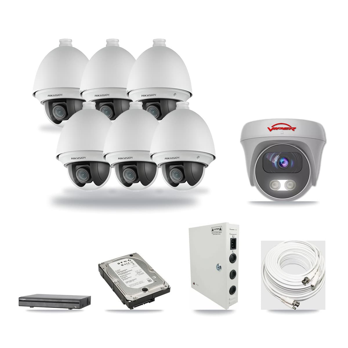 8-Channel 2MP – 5MP CCTV Kit — 6 2MP PTZ + 1 5MP Cameras + 5TB Recording - Image 1